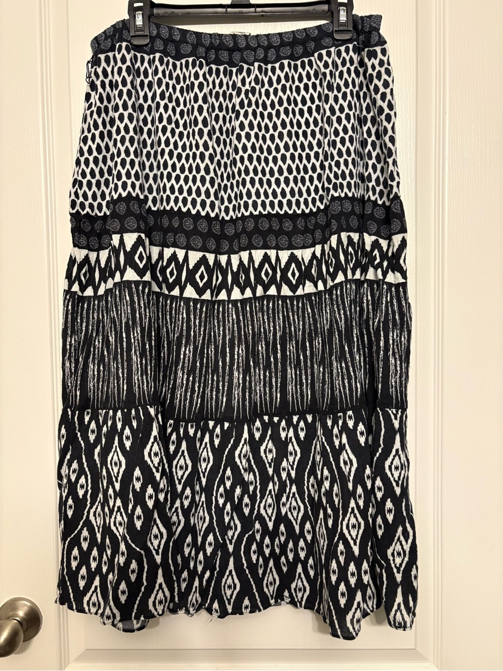 Laura Scott Black and White Maxi Skirt with Mixed Geometric Panels